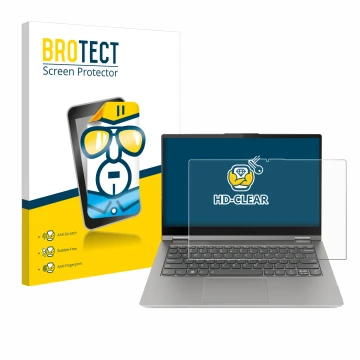 Parte frontale di una confezione del prodotto con il logo del marchio BROTECT. Accanto è raffigurato il dispositivo Lenovo Thi