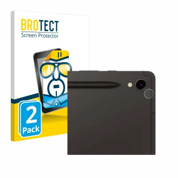 Parte frontale di una confezione del prodotto con il logo del marchio BROTECT. Accanto è raffigurato il dispositivo Samsung Ga