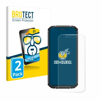 Parte frontale di una confezione del prodotto con il logo del marchio BROTECT. Accanto è raffigurato il dispositivo Oukitel WP