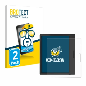 Parte frontale di una confezione del prodotto con il logo del marchio BROTECT. Accanto è raffigurato il dispositivo Boox Page 