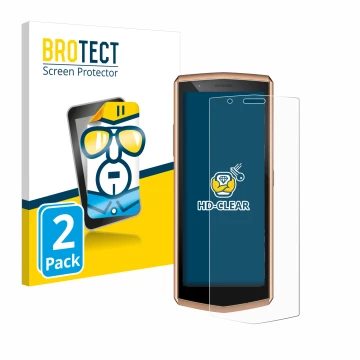 Parte frontale di una confezione del prodotto con il logo del marchio BROTECT. Accanto è raffigurato il dispositivo Cubot Pock