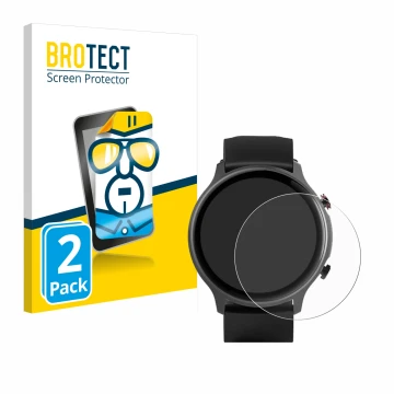 Parte frontale di una confezione del prodotto con il logo del marchio BROTECT. Accanto è raffigurato il dispositivo Hama Fit W