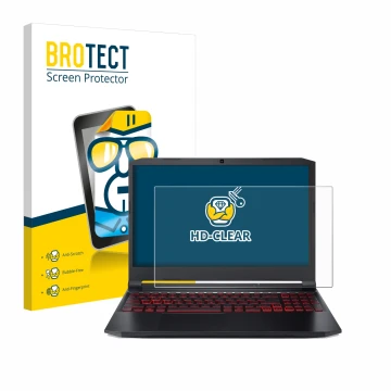 Parte frontale di una confezione del prodotto con il logo del marchio BROTECT. Accanto è raffigurato il dispositivo Acer Nitro