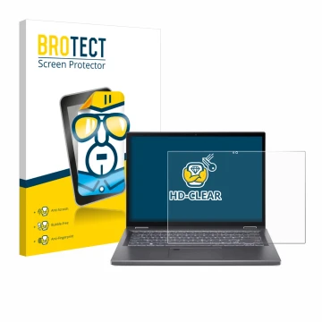 Parte frontale di una confezione del prodotto con il logo del marchio BROTECT. Accanto è raffigurato il dispositivo Acer Aspir