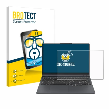 Parte frontale di una confezione del prodotto con il logo del marchio BROTECT. Accanto è raffigurato il dispositivo Lenovo Leg