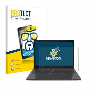 Parte frontale di una confezione del prodotto con il logo del marchio BROTECT. Accanto è raffigurato il dispositivo Lenovo Thi