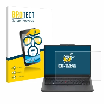 Parte frontale di una confezione del prodotto con il logo del marchio BROTECT. Accanto è raffigurato il dispositivo Lenovo Thi