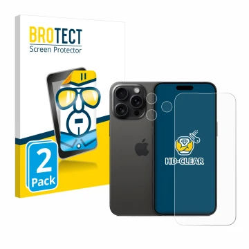 Parte frontale di una confezione del prodotto con il logo del marchio BROTECT. Accanto è raffigurato il dispositivo Apple iPho