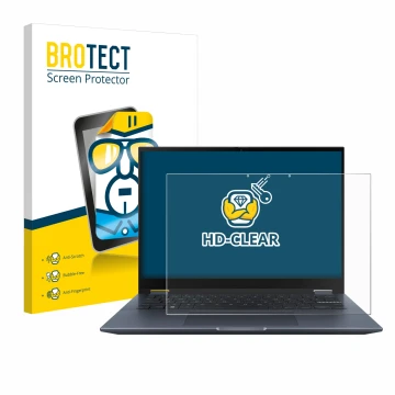 Parte frontale di una confezione del prodotto con il logo del marchio BROTECT. Accanto è raffigurato il dispositivo ASUS Vivob