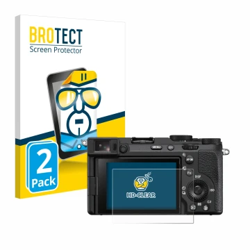 Parte frontale di una confezione del prodotto con il logo del marchio BROTECT. Accanto è raffigurato il dispositivo Sony Alpha