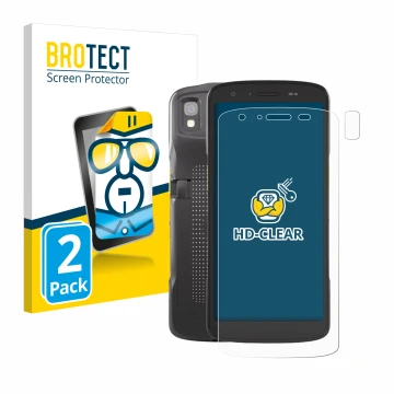 Parte frontale di una confezione del prodotto con il logo del marchio BROTECT. Accanto è raffigurato il dispositivo Zebra TC27