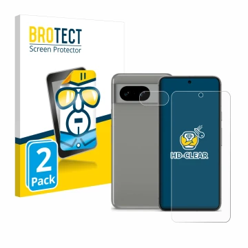 Parte frontale di una confezione del prodotto con il logo del marchio BROTECT. Accanto è raffigurato il dispositivo Google Pix