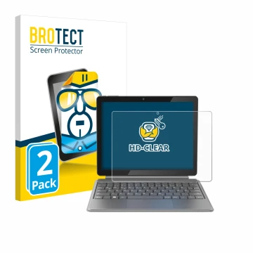 Parte frontale di una confezione del prodotto con il logo del marchio BROTECT. Accanto è raffigurato il dispositivo Alldocube 