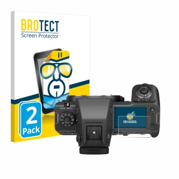 Parte frontale di una confezione del prodotto con il logo del marchio BROTECT. Accanto è raffigurato il dispositivo Fujifilm G