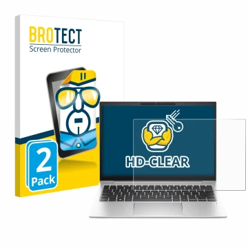 Parte frontale di una confezione del prodotto con il logo del marchio BROTECT. Accanto è raffigurato il dispositivo HP EliteBo