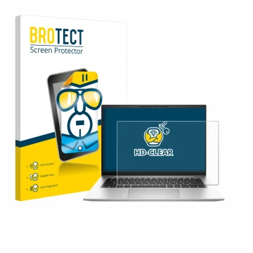 Parte frontale di una confezione del prodotto con il logo del marchio BROTECT. Accanto è raffigurato il dispositivo HP EliteBo