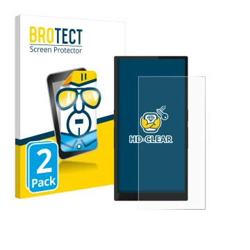 Parte frontale di una confezione del prodotto con il logo del marchio BROTECT. Accanto è raffigurato il dispositivo Hiby R6 Pr