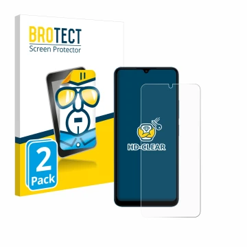 Parte frontale di una confezione del prodotto con il logo del marchio BROTECT. Accanto è raffigurato il dispositivo Xiaomi Red