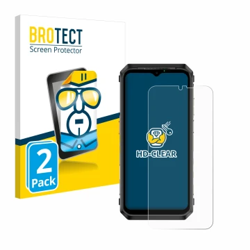 Parte frontale di una confezione del prodotto con il logo del marchio BROTECT. Accanto è raffigurato il dispositivo Ulefone Po
