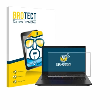 Parte frontale di una confezione del prodotto con il logo del marchio BROTECT. Accanto è raffigurato il dispositivo Lenovo Thi