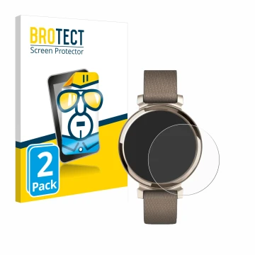 Parte frontale di una confezione del prodotto con il logo del marchio BROTECT. Accanto è raffigurato il dispositivo Garmin Lil