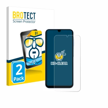 Parte frontale di una confezione del prodotto con il logo del marchio BROTECT. Accanto è raffigurato il dispositivo Samsung Ga
