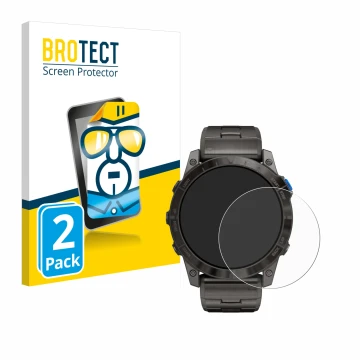 Parte frontale di una confezione del prodotto con il logo del marchio BROTECT. Accanto è raffigurato il dispositivo Garmin D2 
