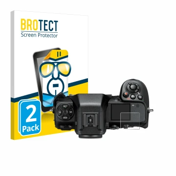 Parte frontale di una confezione del prodotto con il logo del marchio BROTECT. Accanto è raffigurato il dispositivo Nikon Z 8 