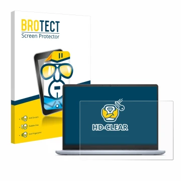 Parte frontale di una confezione del prodotto con il logo del marchio BROTECT. Accanto è raffigurato il dispositivo Dell Inspi