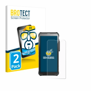 Parte frontale di una confezione del prodotto con il logo del marchio BROTECT. Accanto è raffigurato il dispositivo RugGear RG