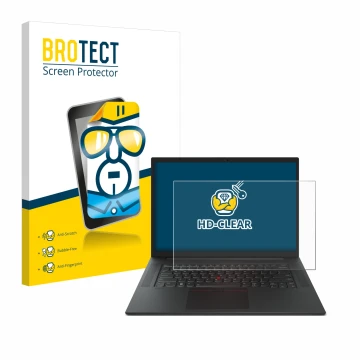 Parte frontale di una confezione del prodotto con il logo del marchio BROTECT. Accanto è raffigurato il dispositivo Lenovo Thi