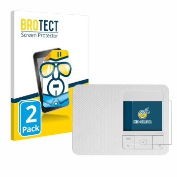 Parte frontale di una confezione del prodotto con il logo del marchio BROTECT. Accanto è raffigurato il dispositivo Canon Selp