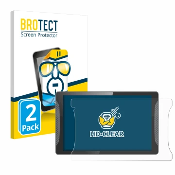 Parte frontale di una confezione del prodotto con il logo del marchio BROTECT. Accanto è raffigurato il dispositivo Logicom Mu