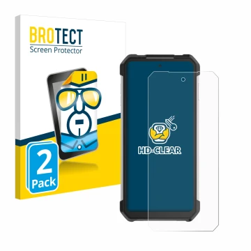 Parte frontale di una confezione del prodotto con il logo del marchio BROTECT. Accanto è raffigurato il dispositivo Unihertz T