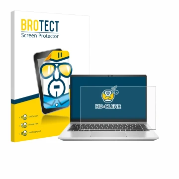 Parte frontale di una confezione del prodotto con il logo del marchio BROTECT. Accanto è raffigurato il dispositivo HP ProBook