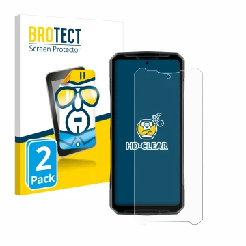 Parte frontale di una confezione del prodotto con il logo del marchio BROTECT. Accanto è raffigurato il dispositivo Doogee DK1