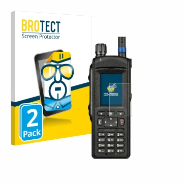 Parte frontale di una confezione del prodotto con il logo del marchio BROTECT. Accanto è raffigurato il dispositivo Motorola M