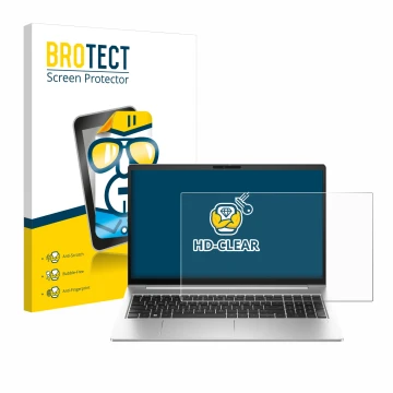 Parte frontale di una confezione del prodotto con il logo del marchio BROTECT. Accanto è raffigurato il dispositivo HP EliteBo