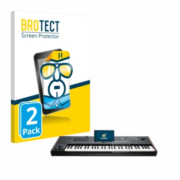 Parte frontale di una confezione del prodotto con il logo del marchio BROTECT. Accanto è raffigurato il dispositivo KORG Pa5X 