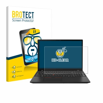 Parte frontale di una confezione del prodotto con il logo del marchio BROTECT. Accanto è raffigurato il dispositivo Lenovo Thi