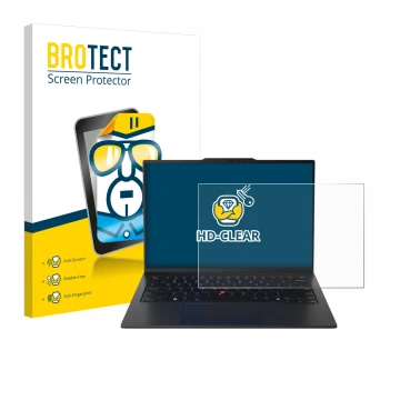 Parte frontale di una confezione del prodotto con il logo del marchio BROTECT. Accanto è raffigurato il dispositivo Lenovo Thi