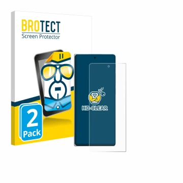 Parte frontale di una confezione del prodotto con il logo del marchio BROTECT. Accanto è raffigurato il dispositivo Vivo X Fol