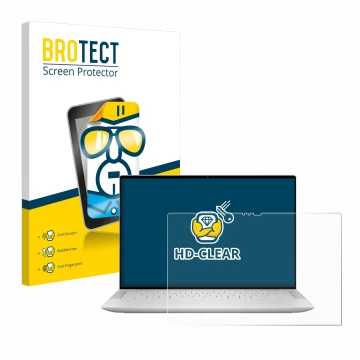Parte frontale di una confezione del prodotto con il logo del marchio BROTECT. Accanto è raffigurato il dispositivo Dell XPS 1