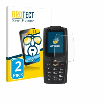 Parte frontale di una confezione del prodotto con il logo del marchio BROTECT. Accanto è raffigurato il dispositivo AGM M6 con