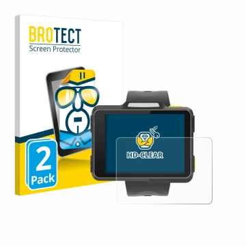 Parte frontale di una confezione del prodotto con il logo del marchio BROTECT. Accanto è raffigurato il dispositivo Newland WD