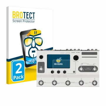 Parte frontale di una confezione del prodotto con il logo del marchio BROTECT. Accanto è raffigurato il dispositivo Hotone Amp