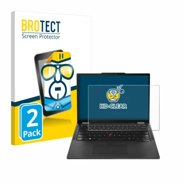 Parte frontale di una confezione del prodotto con il logo del marchio BROTECT. Accanto è raffigurato il dispositivo Lenovo Thi
