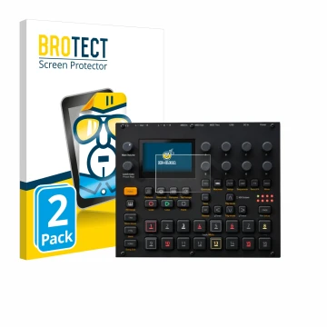 Parte frontale di una confezione del prodotto con il logo del marchio BROTECT. Accanto è raffigurato il dispositivo Elektron D