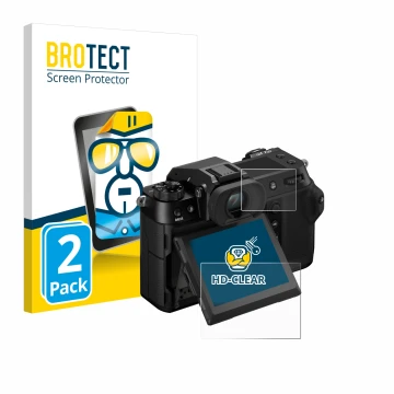 Parte frontale di una confezione del prodotto con il logo del marchio BROTECT. Accanto è raffigurato il dispositivo Fujifilm G