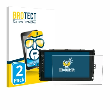 Parte frontale di una confezione del prodotto con il logo del marchio BROTECT. Accanto è raffigurato il dispositivo Dynavin D9